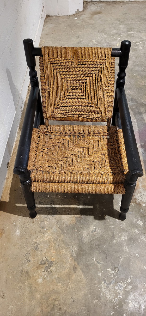 Image 1 of 2 Stühle aus Holz mit Seil im Stil von Adrien Audoux & Frida Minnet