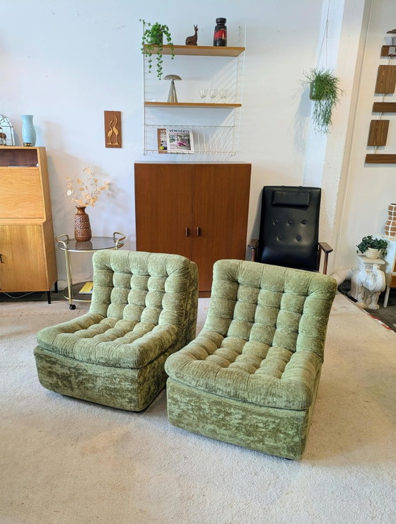 Vintage, Retro set di 2 divani modulari lounge. – Velluto (photo 11 of 13)