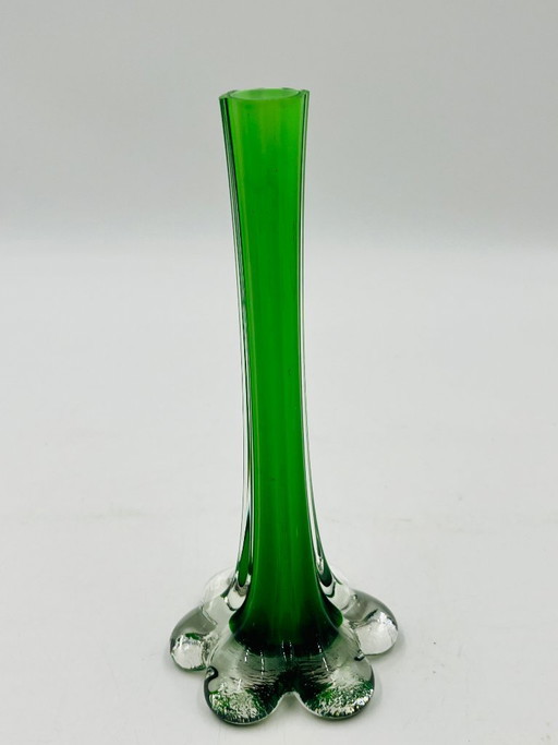 Vintage Murano green soliflore vase with an elephant-shaped glass base