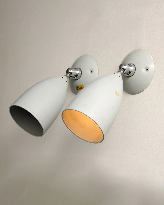 Set di 2 Lampade Coniche Direzionali da Parete o Soffitto Philips, Belgio, ca. anni '50, Applique, Metallo (foto 5 di 5)