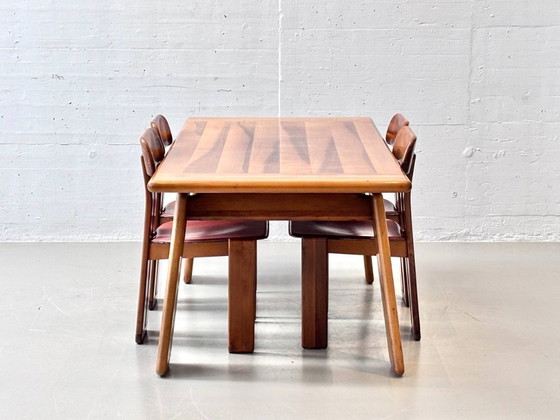 Image 1 of Sapporo dining set in walnut wood by Mario Marenco for Mobilgirgi, Italy, 1970s