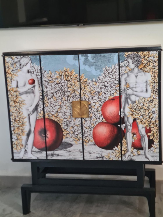 Image 1 of Upcycled 1950s Cabinet – Fornasetti-Style “Adam & Eve” Print – Drinks Cabinet or Statement Storage
