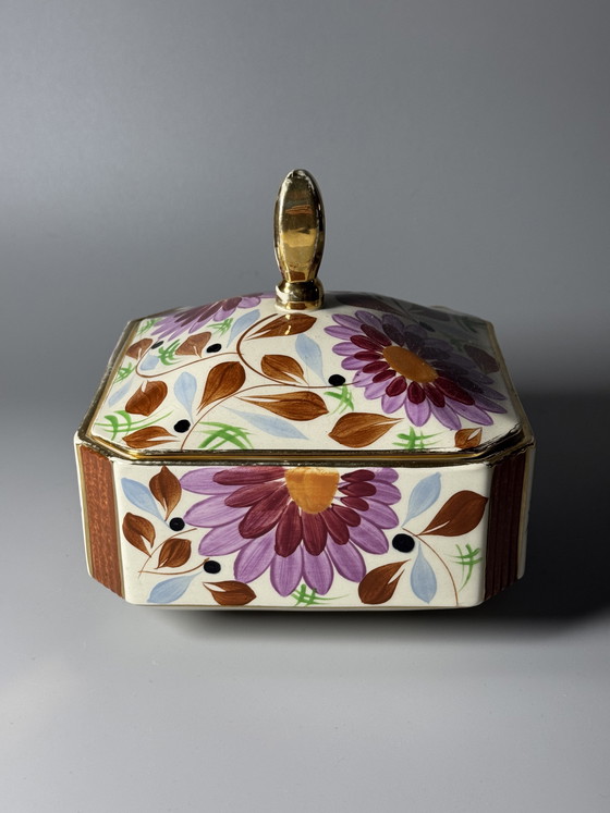 Image 1 of Boîte couverte Art Déco en céramique Boch Frères par Raymond Chevalier, Belgique, années 1930