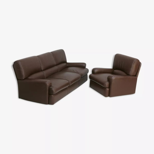 3-seater sofa and leather armchair, Steiner