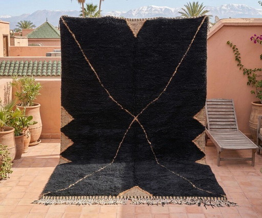 Zwart Berber wollen vloerkleed, handgemaakt, 200/280 cm – vloerkleden en tapijten, Wool