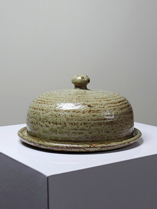Grand beurrier ou petite cloche à fromage grès La Hulotte Caylus vintage