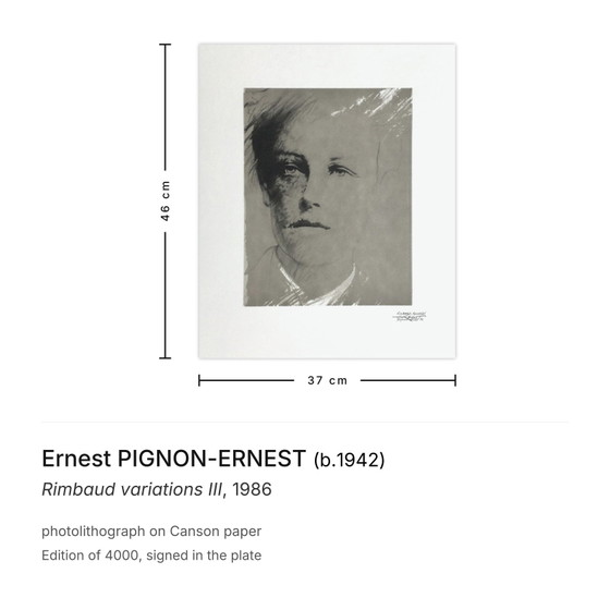 Ernest Pignon-Ernest Lithographie Rimbaud-Variationen III 1986 – Lithographien & Drucke, Paper (photo 3 of 5)