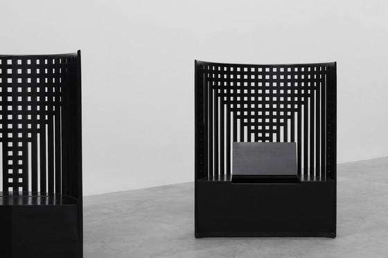 Image 1 of Pair of black Mackintosh Willow chairs by Atelier International, Italy 1980s