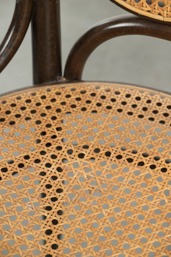 2x Original Vintage Thonet Design Webbing Dining Chair / Bistro Chair with Curved Wood, Model Long John (photo 11 of 12)