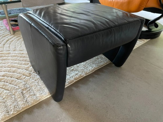 Jori stool/footstool blue leather – Footstools & poufs (photo 5 of 5)