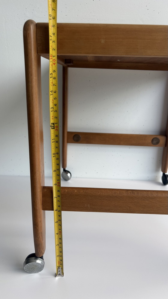Vintage Danish design teak wood bar cart trolley 1960s, Metal, Brown (photo 14 of 15)