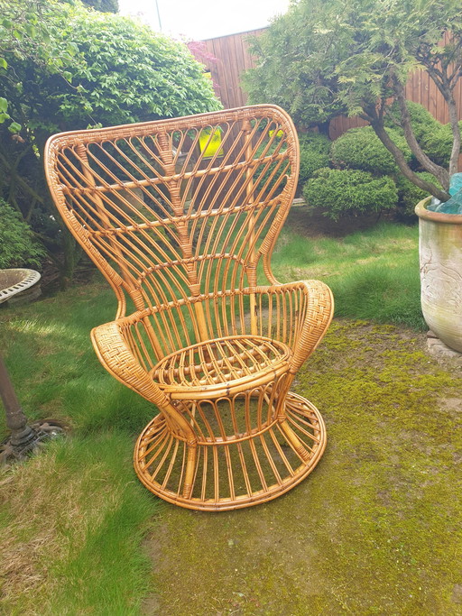 Beau Fauteuil Vintage En Rotin Gio Ponti Années 50 Bonacina