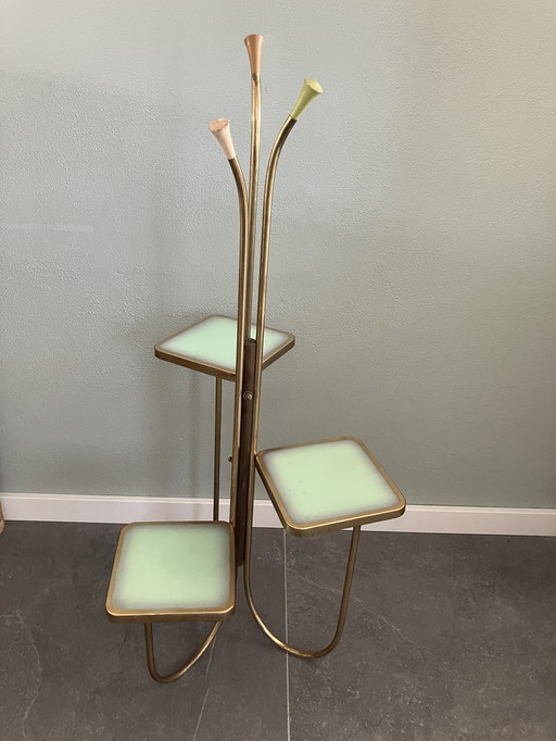 Vintage Messing Plantentafel Mid Century Modern Jaren 50/60