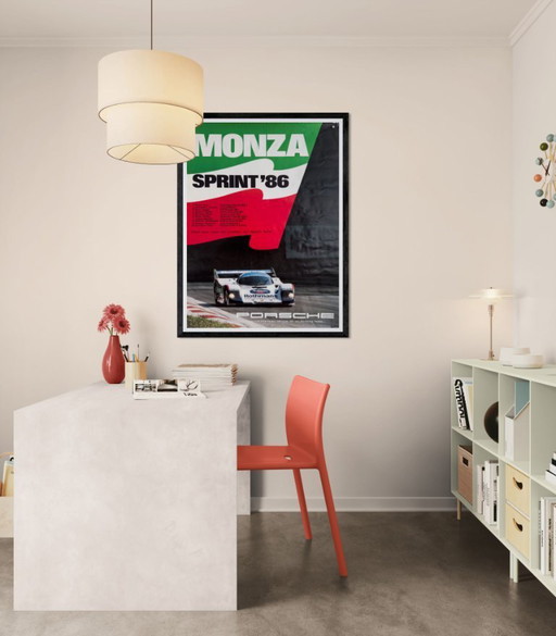 🏁 Original Porsche “Monza Sprint ’86” Poster – Rothmans 962C | 102 x 76cm