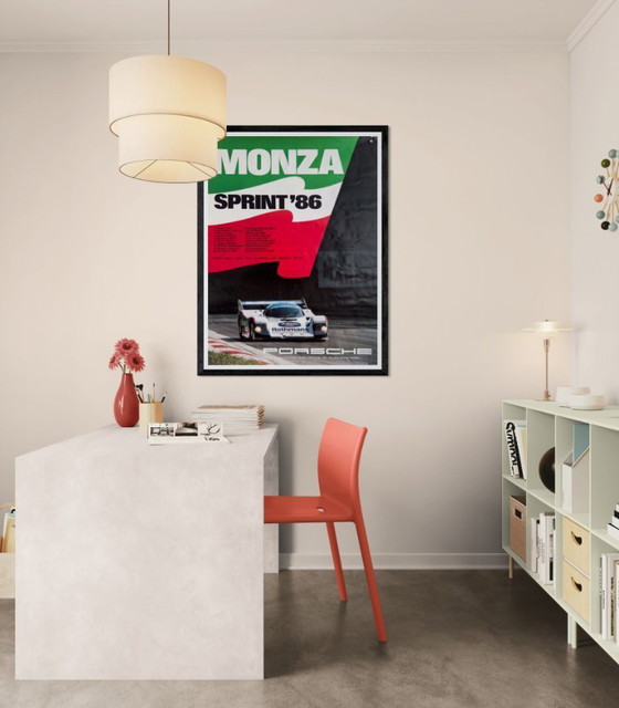 Image 1 of 🏁 Poster originale Porsche "Monza Sprint '86" - Rothmans 962C | 102 x 76cm