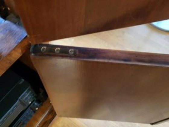 Image 1 of Louis XVI style tall cabinet in wood and French marble slab