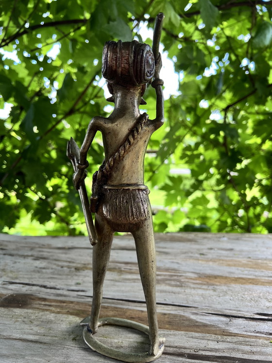 Image 1 of Antike afrikanische Statuette aus Messing und Kupfer, ca. 1950