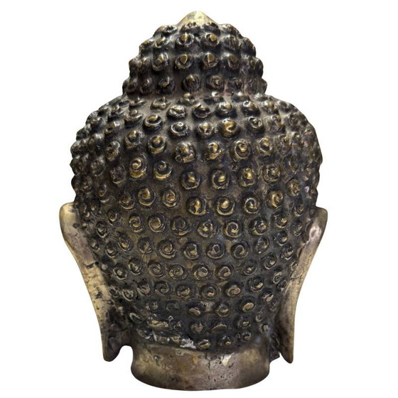 Gilded bronze Buddha head from Burma – Mandalay style – Sculpture (photo 5 of 9)