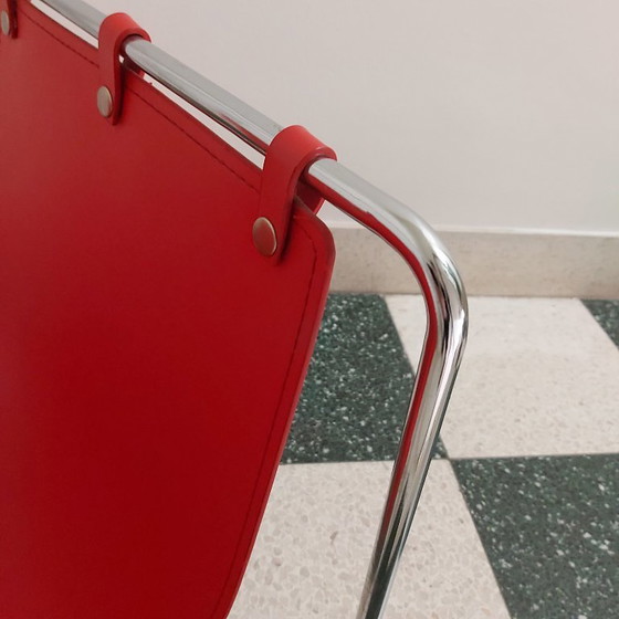 Image 1 of Vintage newspaper rack chrome leather Denmark