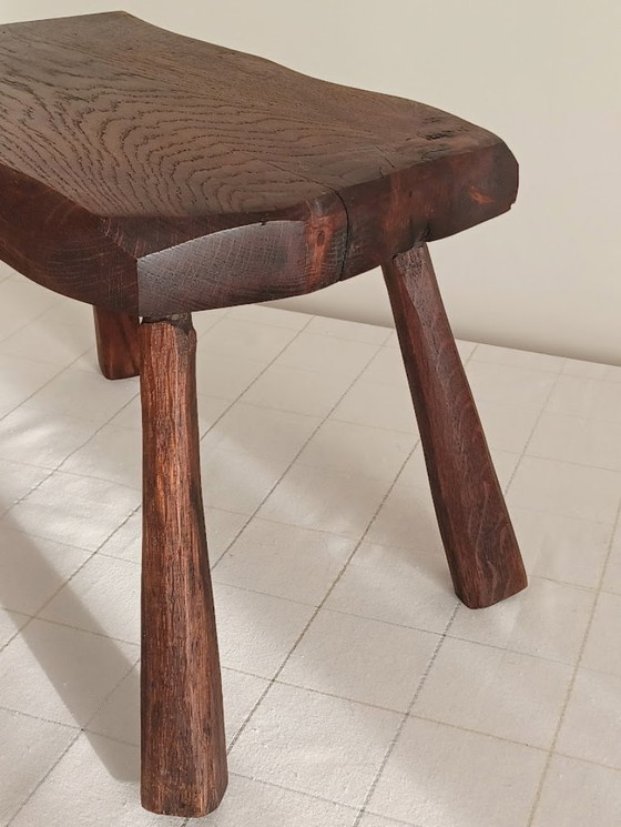 Image 1 of Vintage 1950s-1970s oak bench. Brutalist style.