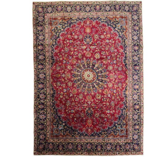 Hand-knotted Persian carpet Mashhad carpet 391x275