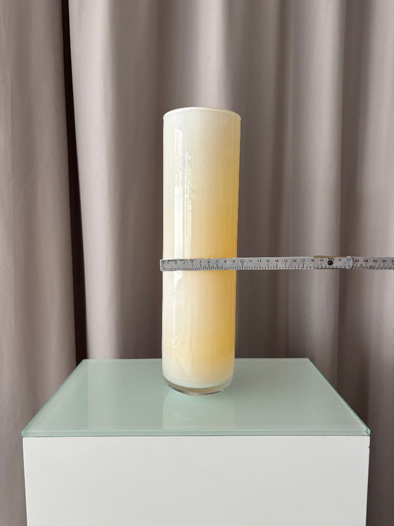 Vaso Cilindrico, Vetro Crema e Giallo, Vasi, Modern (foto 8 di 8)