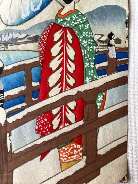 Image 1 of Triptiek - Authentieke Japanse houtsneden - Kyoto Maikoes van Hasegawa Sadanobu 1950