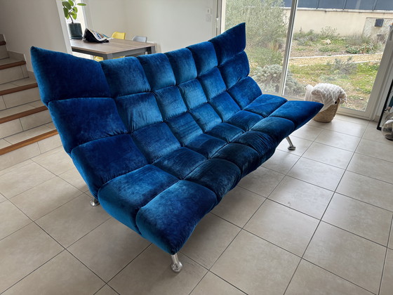 Image 1 of Divano Bretz 3 posti - velluto blu royal - modello Cloud 7