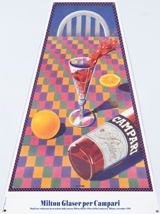 Campari – 1992 – Poster pubblicitario vintage originale di Milton Glaser – Pop Art – 89x66/27 cm Trapezio