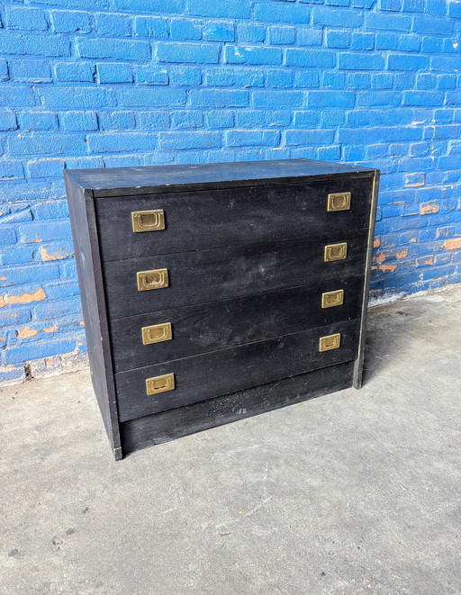 Commode danoise noire vintage / laiton