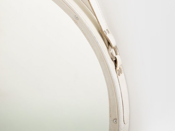 Image 1 of Jacques Adnet Original Cream Leather Mirror 1940