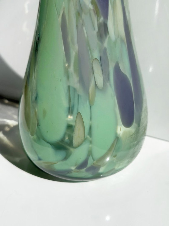 Vaso in Vetro Artistico Vintage Verde Chiaro, Viola & Beige, Vetro Soffiato, Anni '70 – Vasi, Murano Glass (photo 5 of 5)