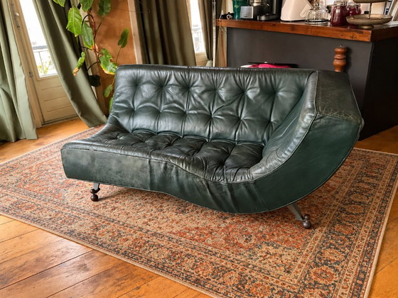 2x Montis Quintus Chaise longue | Gerard van den Berg Vintage Design, Leather, Green (photo 3 of 5)