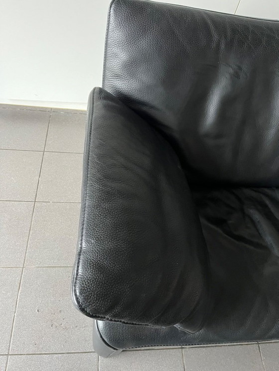 Image 1 of 2 black leather seats brand Jori, Linea JR-8700 and Ottoman
