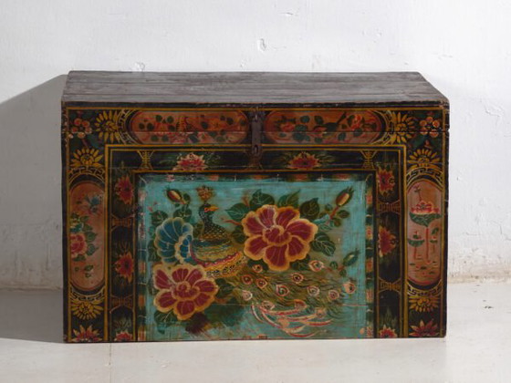 Baule cinese antico dipinto in legno di pino – Cina, circa 1900 – Armadi contenitori (photo 31 of 40)