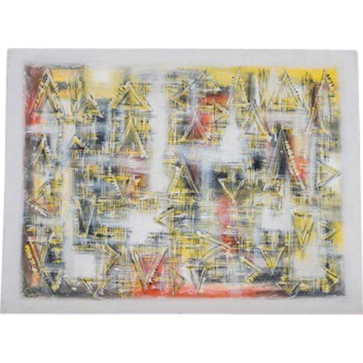 Peinture abstraite vintage sur toile acrylique, années 2000