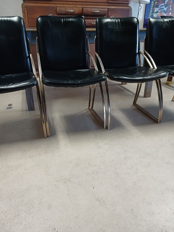 Vintage design dining chairs – Leather, Metal (photo 4 of 14)