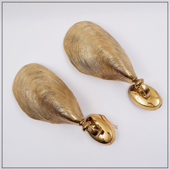 Image 1 of Coppia di applique in bronzo a forma di conchiglia di Maison Jansen - anni '70 (disponibili 2 paia)