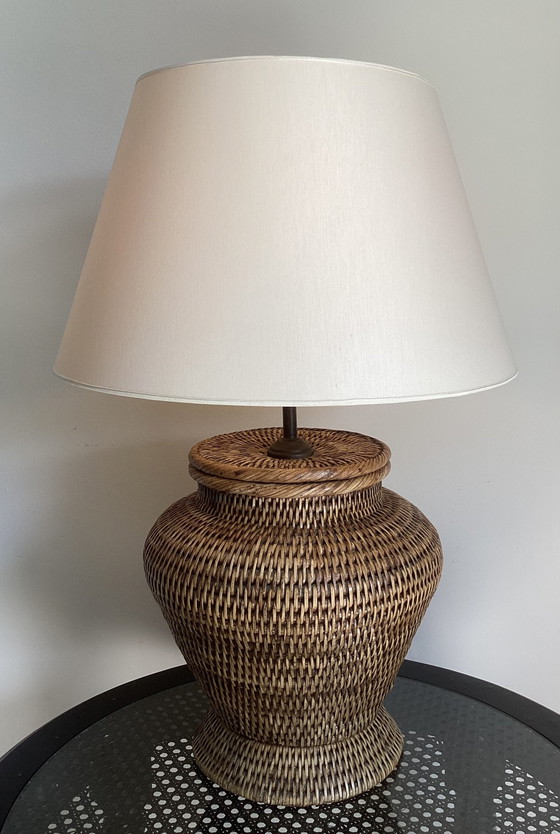 Lampada da tavolo birmana in rattan Flamant con paralume in lino – Lampade da tavolo, Wicker, Rubber (photo 6 of 6)