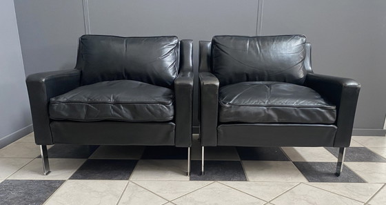 Image 1 of 2 black leather Tecta chairs by Hans Konecke 1960s model D45