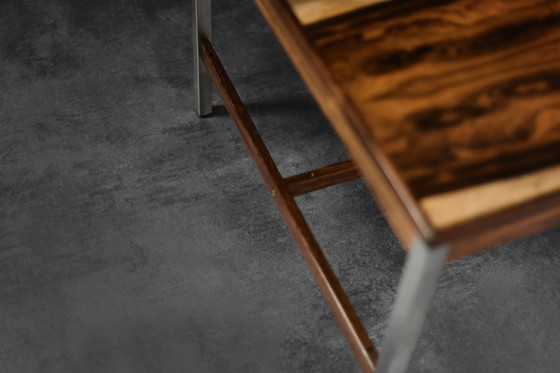 Image 1 of Vintage Mid-Century Modern Swedish Square Rosewood & Aluminum Coffee Table from HMB Möbler Rörvik, 1960s