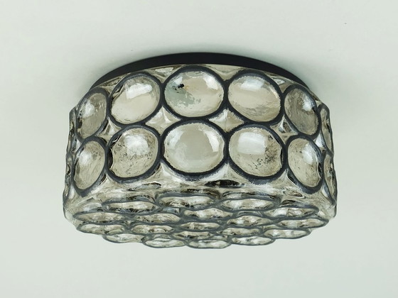 Image 1 of glashuette limburg applique o incasso in vetro con anello in ferro 1960s 70s