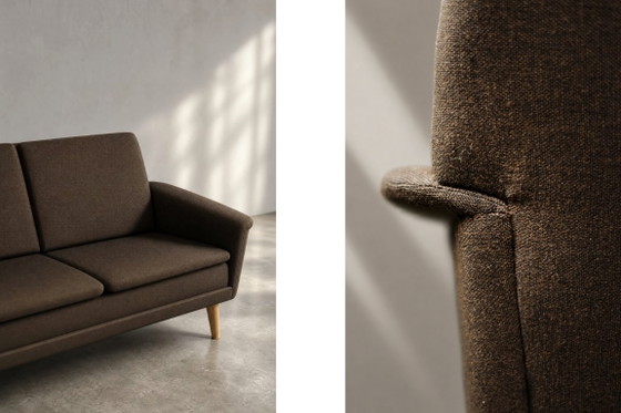 Mid-Century Danish Modern Brown 3-Seater Sofa by Folke Ohlsson for Fritz Hansen, 1960s – 3-5 seaters, Textile (photo 9 of 22)