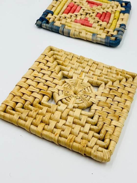 Image 1 of Pair of vintage braided fiber trivets