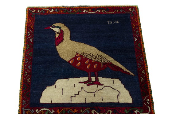 Image 1 of Handgeknüpfter Gabbeh Nomaden Teppich 57 X 57 Cm – Einzigartiges Vogelmotiv