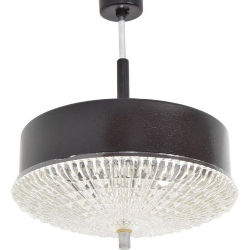 Vintage glazen en metalen hanglamp van Jilove Decina, Tsjecho-Slowakije 1960