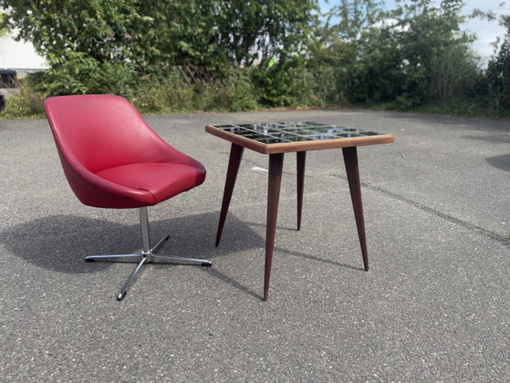 1970s Space Age Chrome Red Swivel Lounge Chair – Side chairs, Textile (photo 6 of 7)