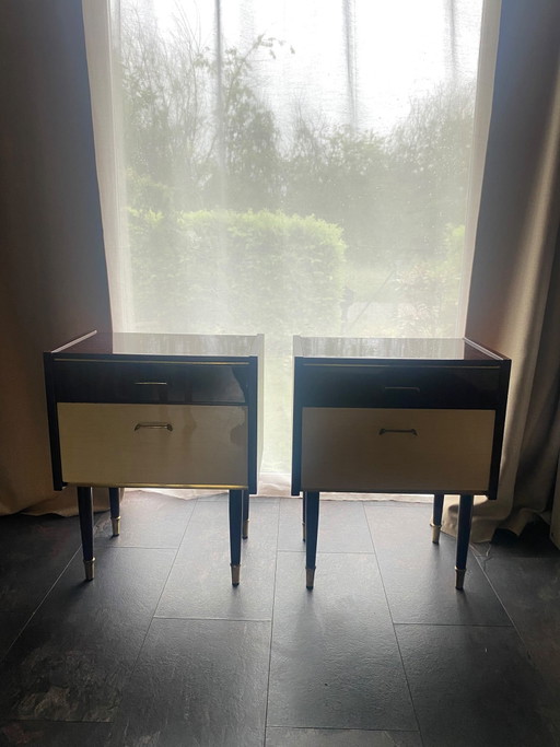 Unique Pair of Danish Design Nightstands – 1960s Mid-Century
