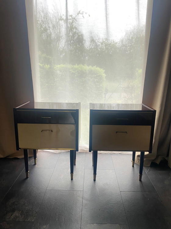 Image 1 of Unique Pair of Danish Design Nightstands – 1960s Mid-Century