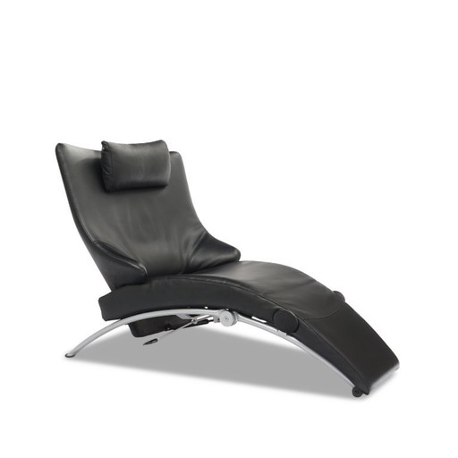WK Wohnen Solo 699 | Fauteuil cuir noir chaise longue